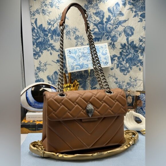 🆕 KURT GEIGER LONDON 🧿 NWOT Leather Kensington Shoulder Bag, Camel Brown - Picture 2 of 16